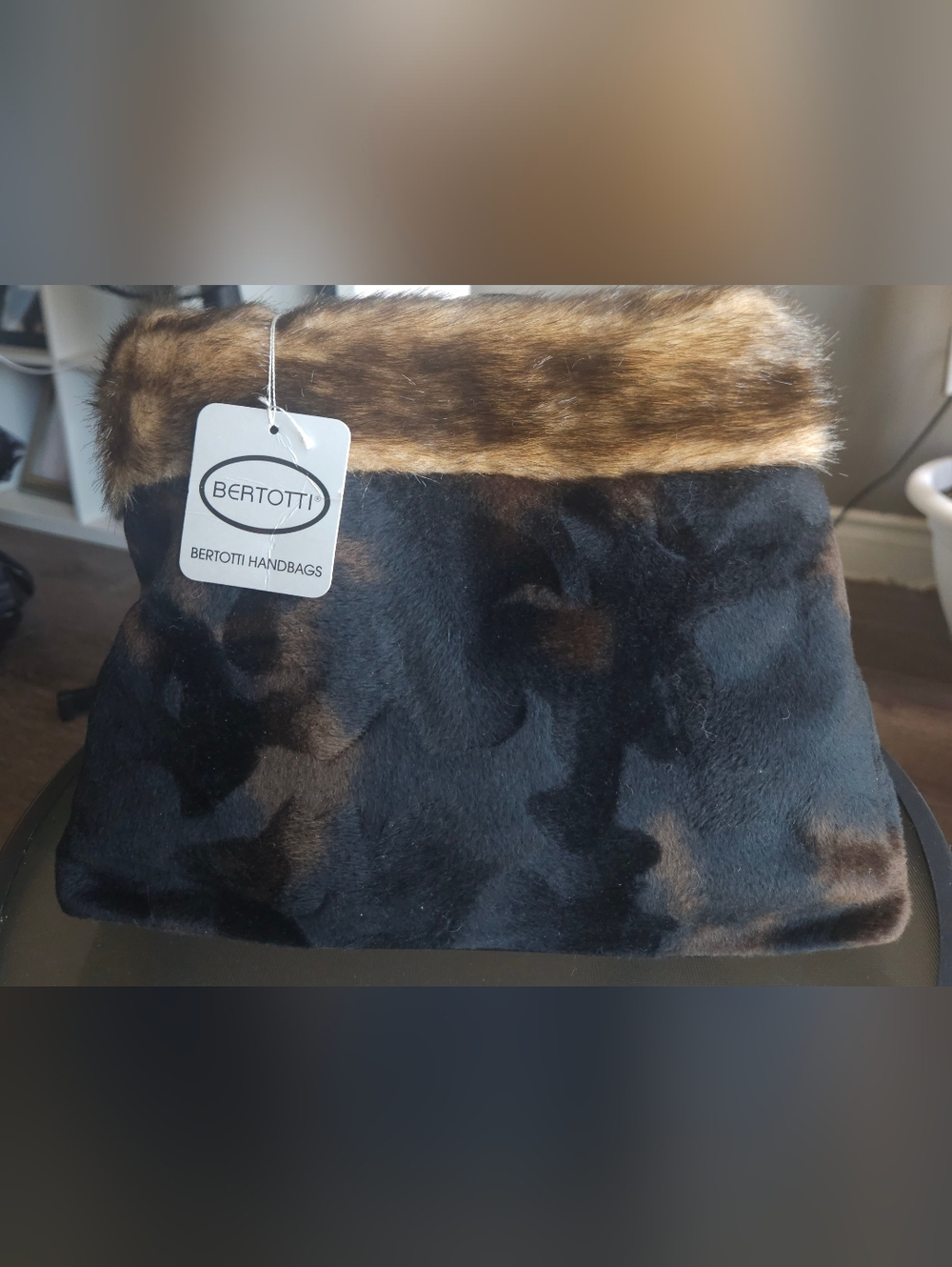 Bertotti Faux Fur Handbag - Black and Brown